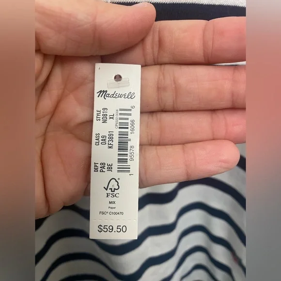 Madewell NWT Floral Embroidered Long Sleeve Crop Top Size XL Nautical Striped - Picture 4 of 9